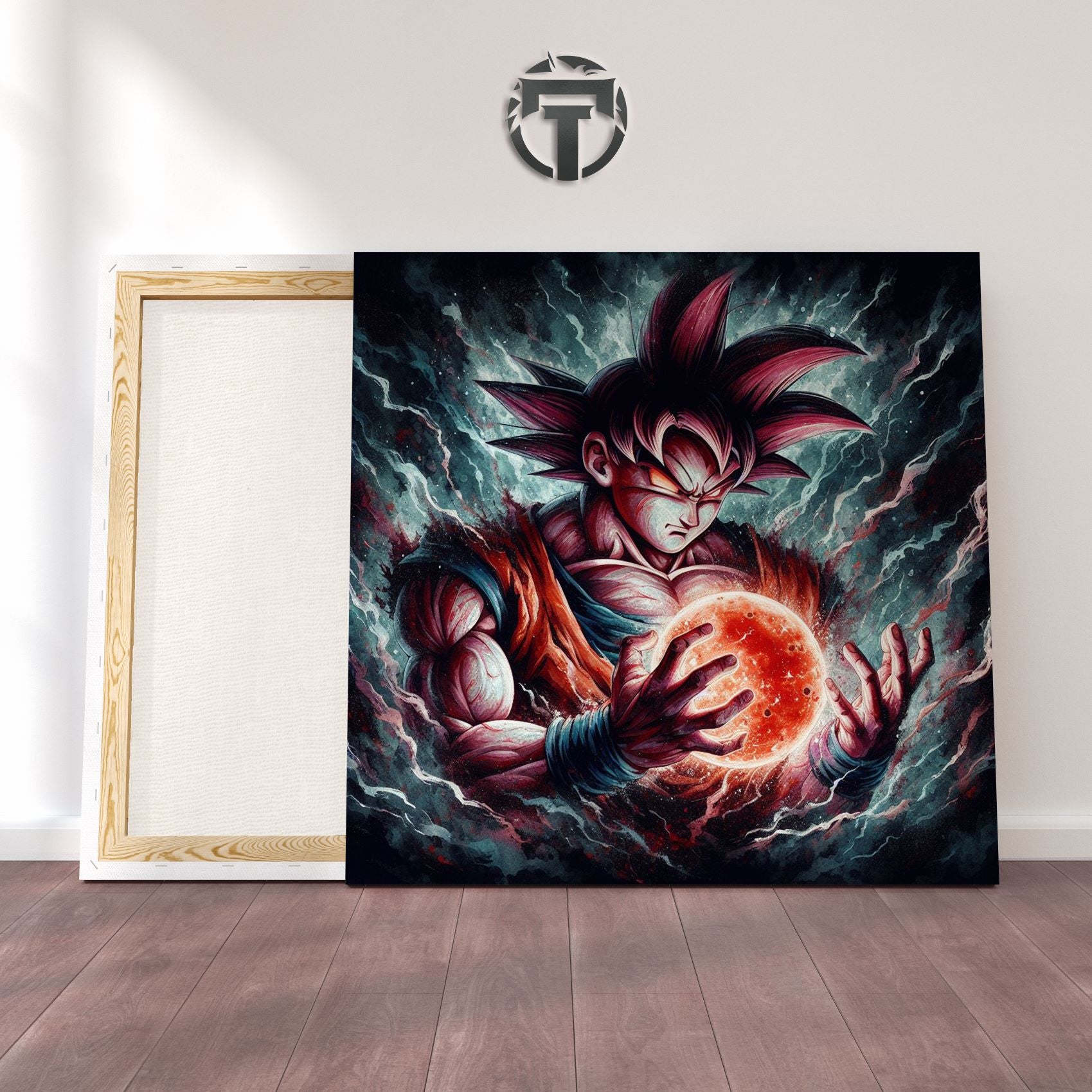 Renegade's Grip: A Dark Goku Watercolour Canvas (Planetary Peril)