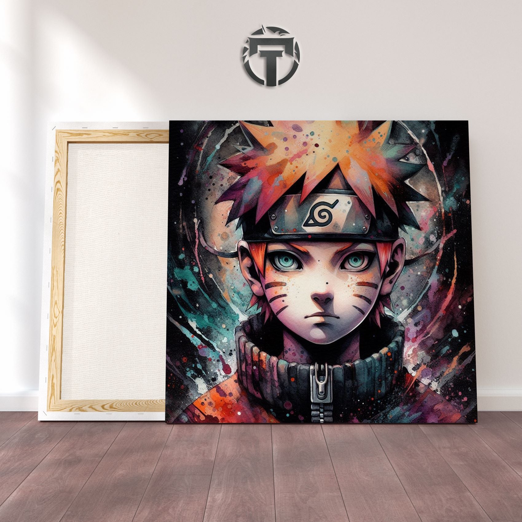 Witness the Hero's Spark: A Captivating Watercolour Canvas Tribute to Young Naruto Uzumaki