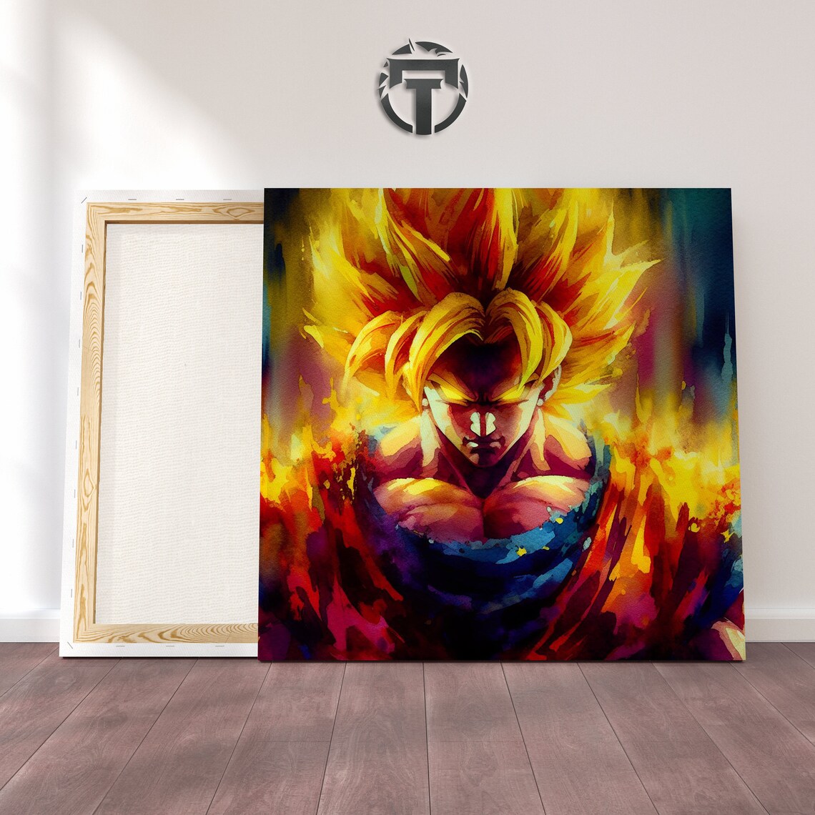 Unbreakable Will: A Super Saiyan Goku Watercolour Canvas (Power Unleashed)