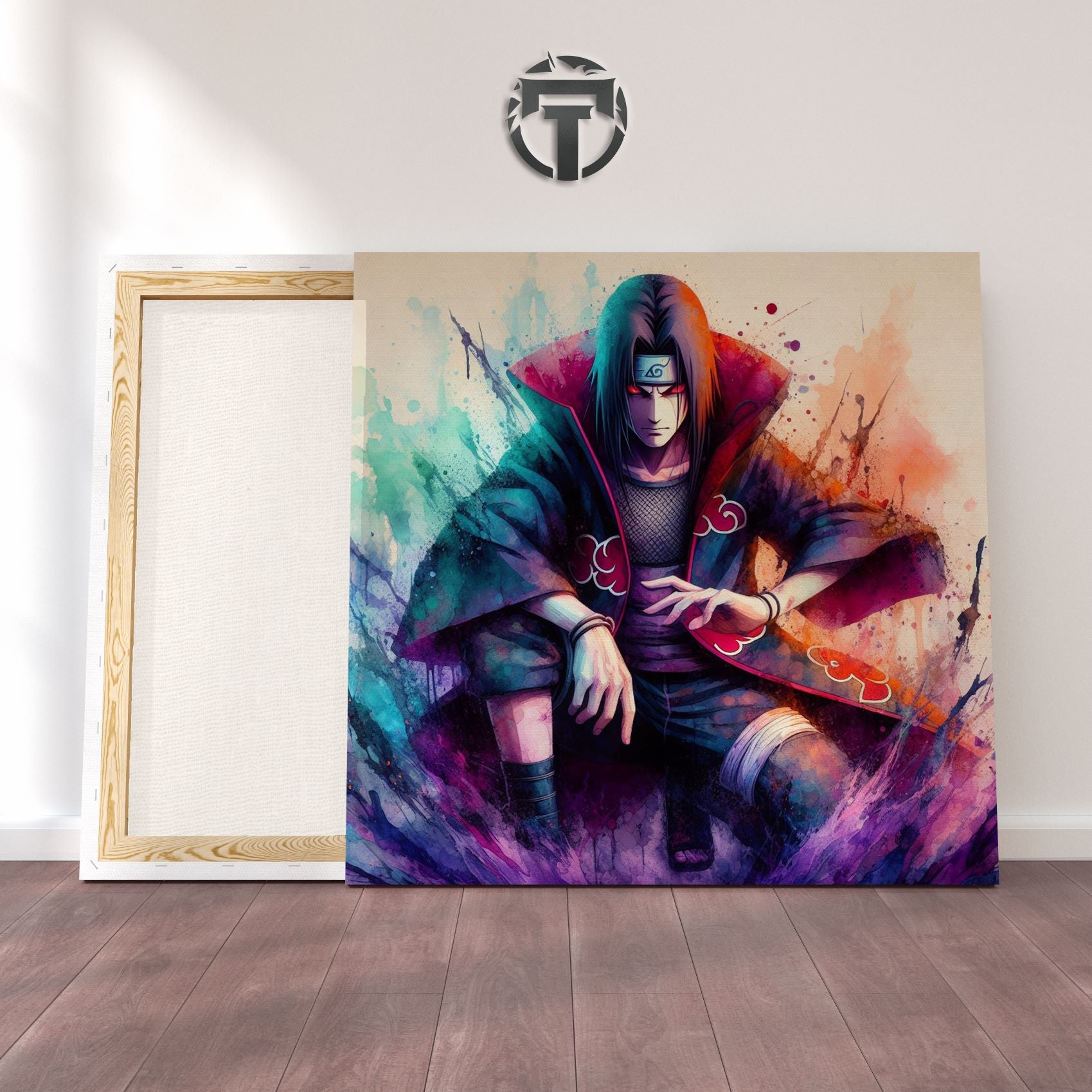 A Captivating Watercolour Canvas Tribute to Itachi Uchiha