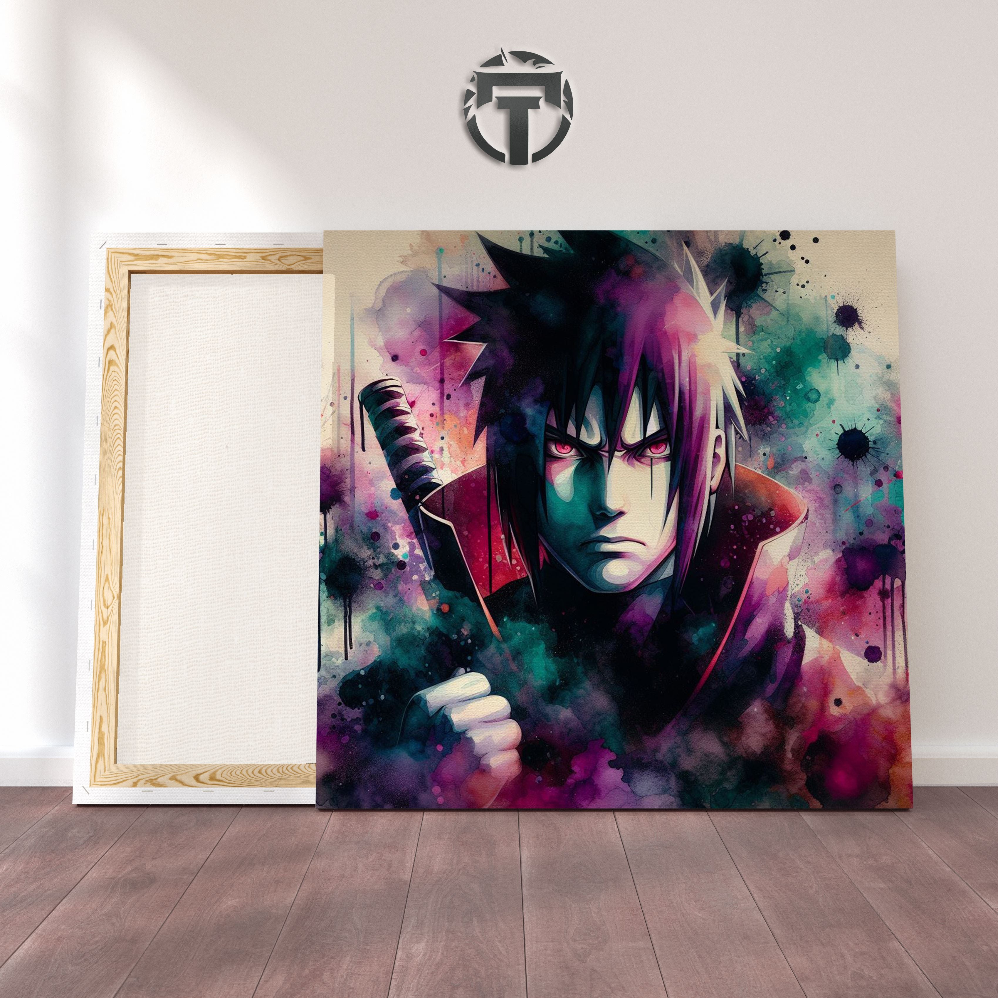 Sasuke Uchiha Watercolour Canvas: Eternal Shadow (Legacy of the Chidori)