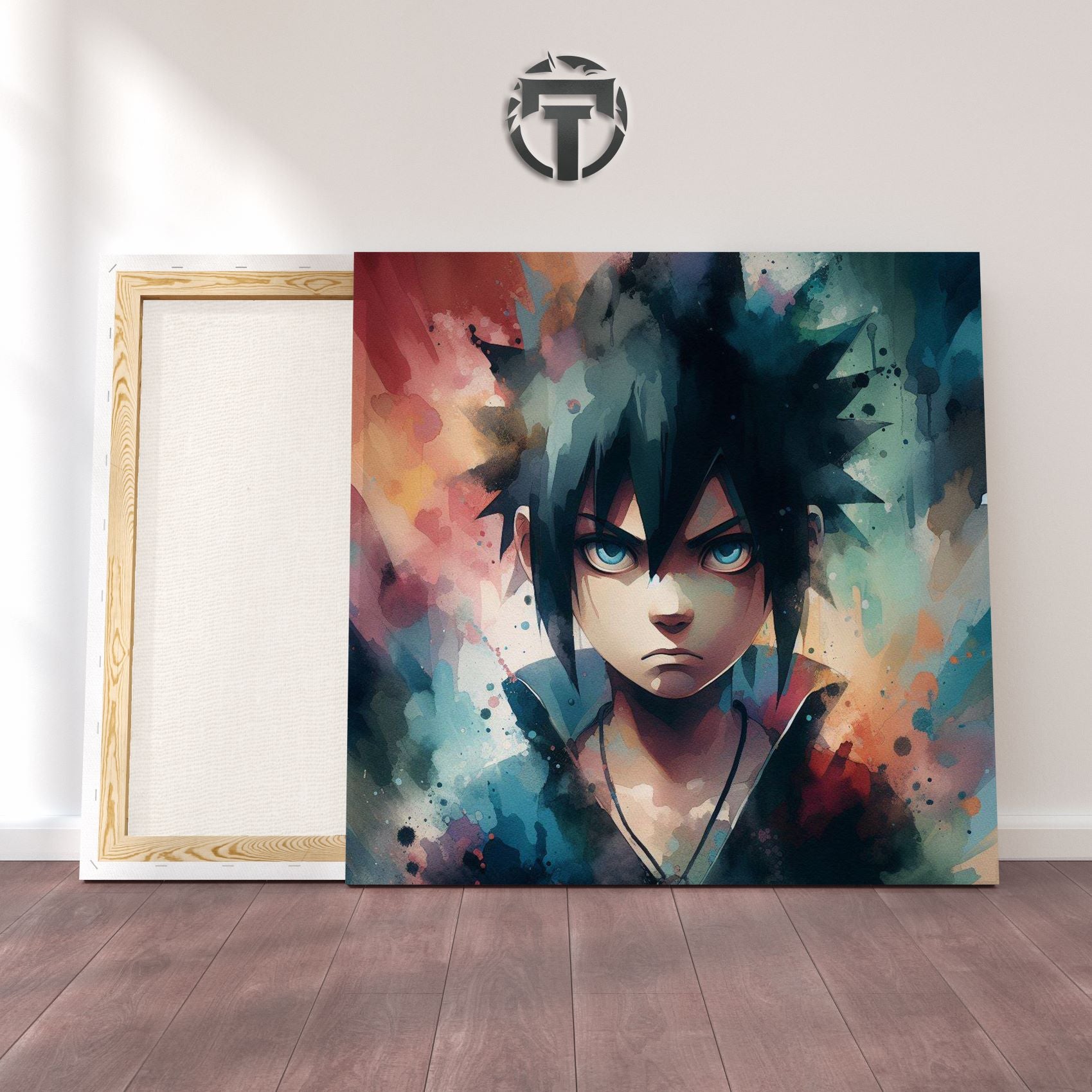 Prodigy's Path: A Sasuke Uchiha Watercolour Canvas